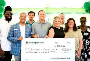 Huntington Bank check presentation to Kernersville YMCA