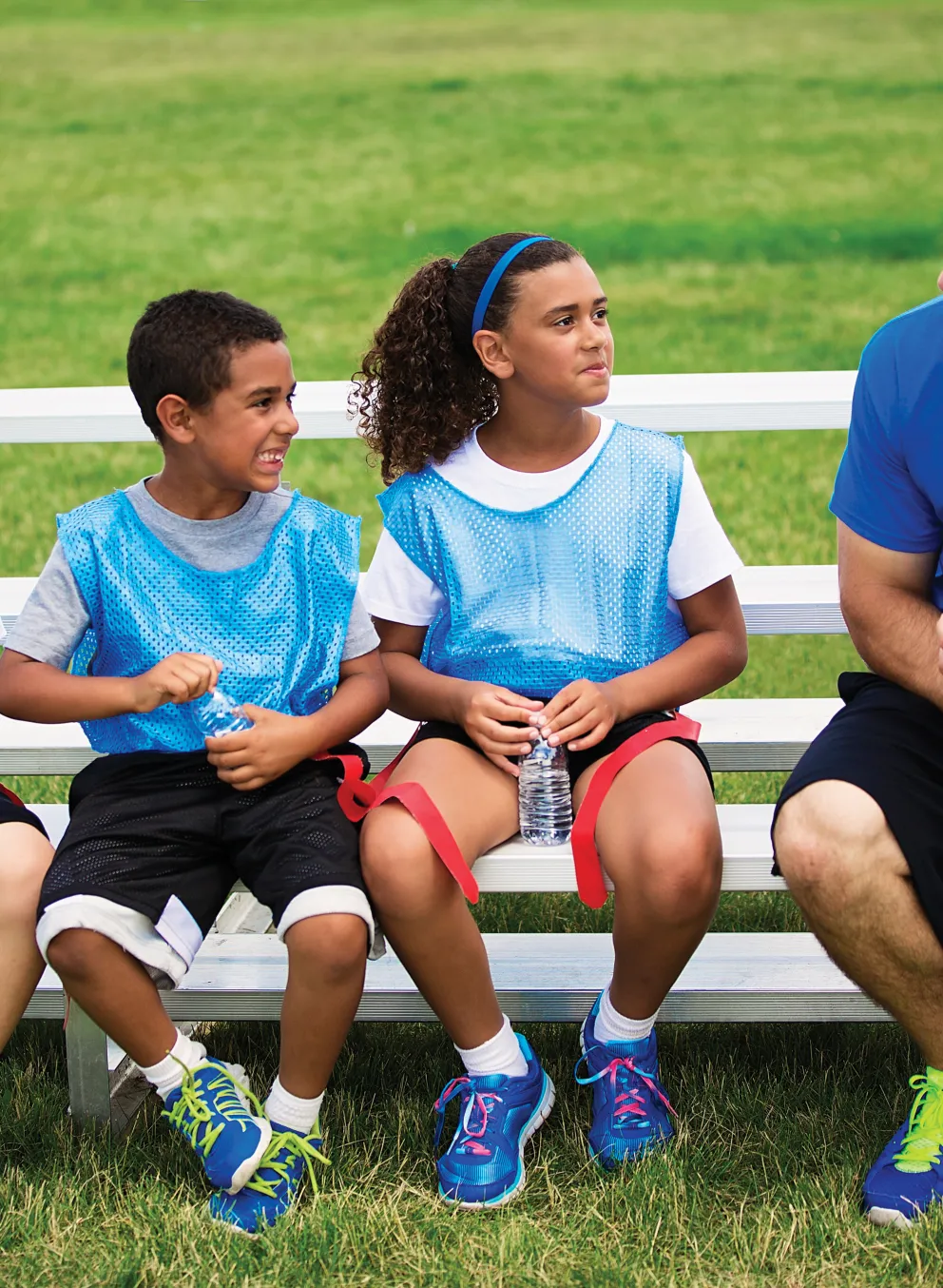 Flag football team and coach