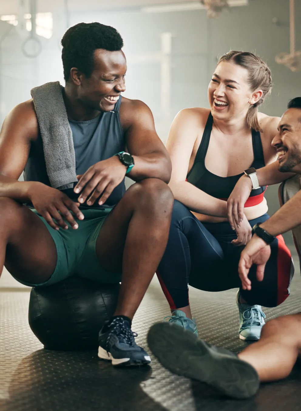 Young friends working out