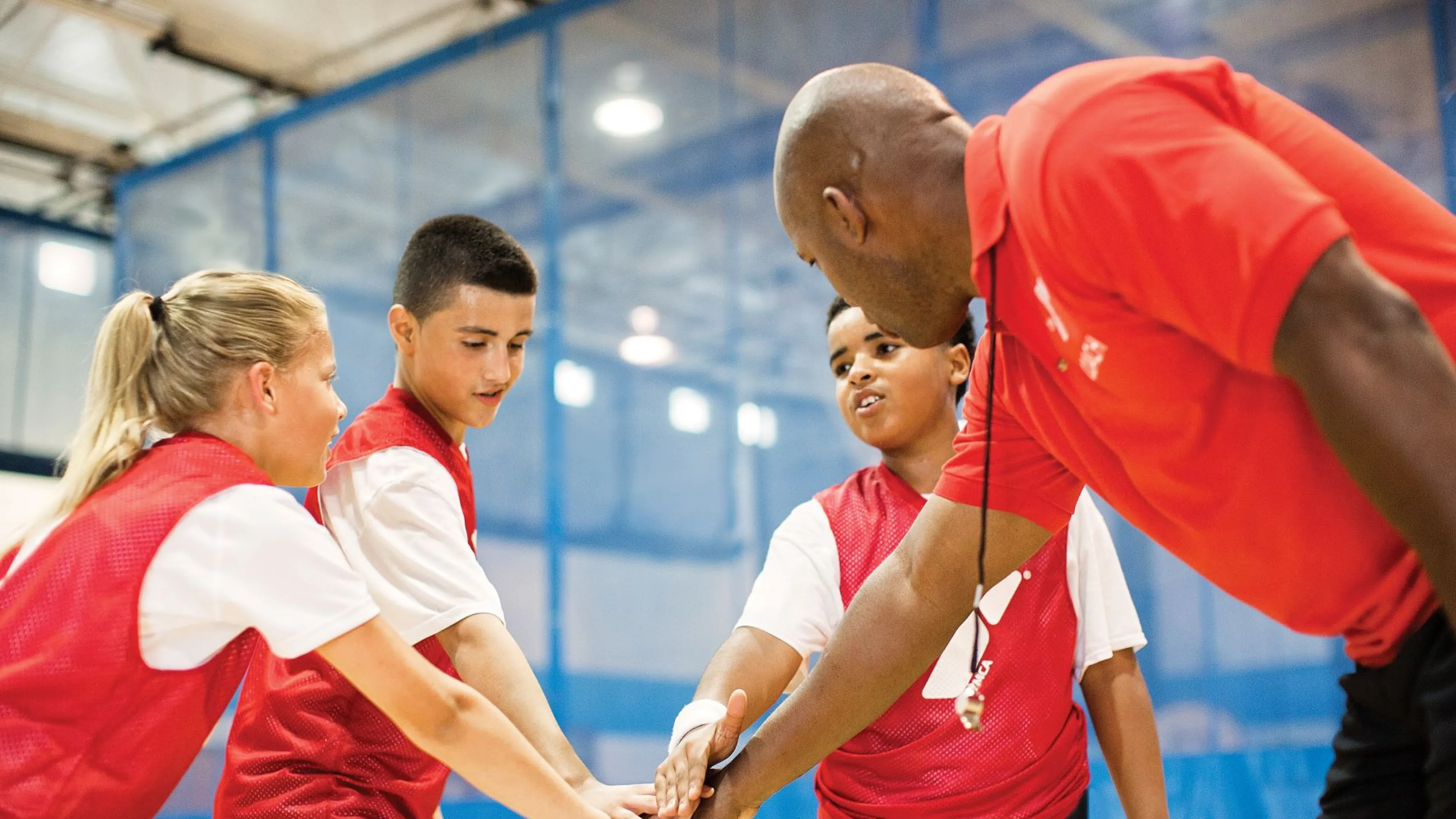 Basketball team and coach