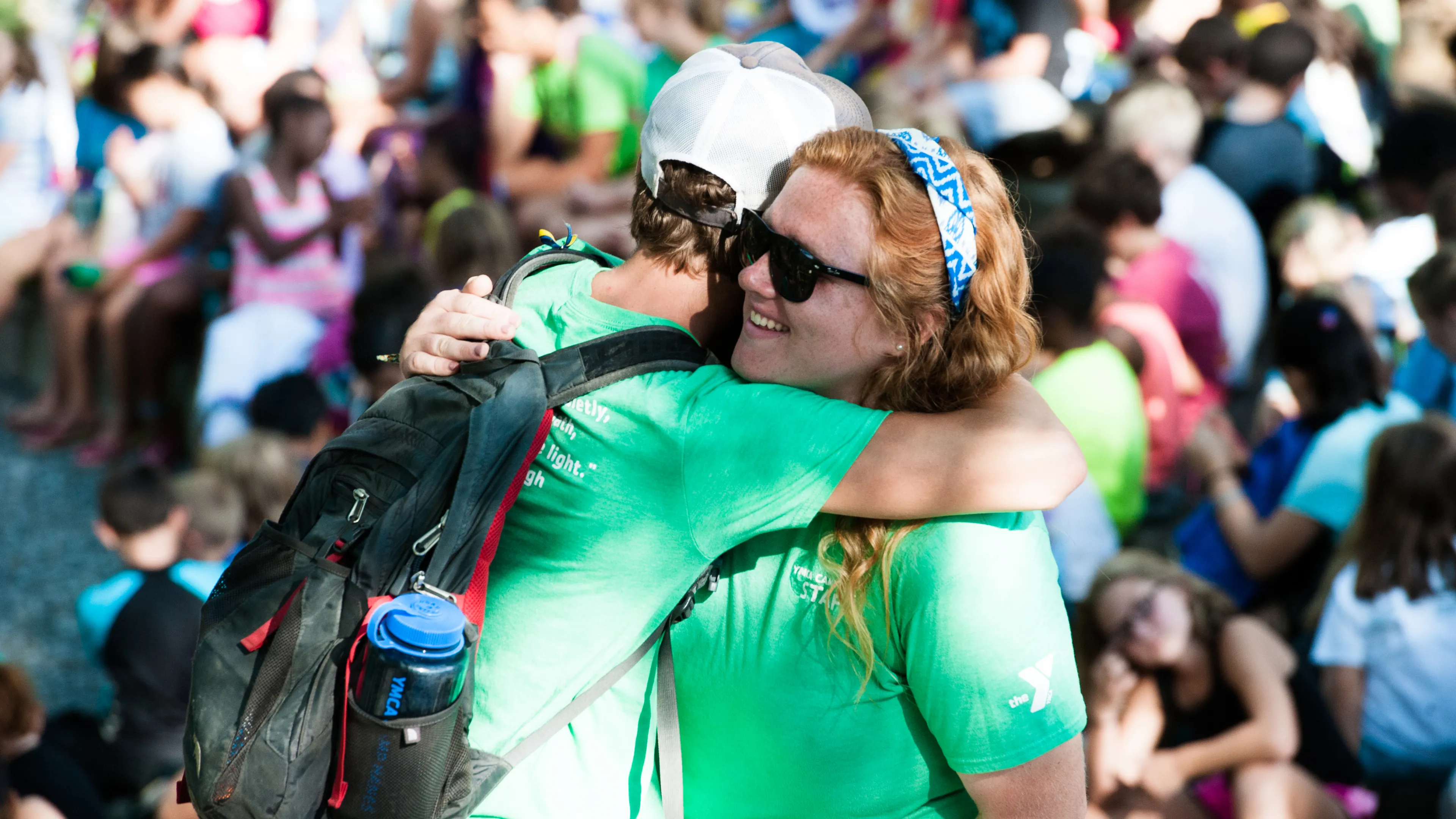 Camp Hanes counselors hugging