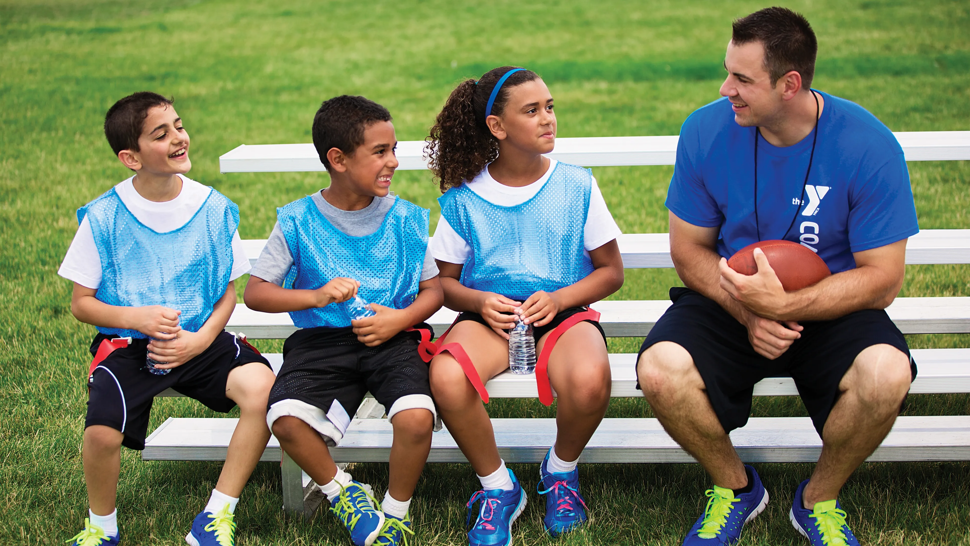 Flag football team and coach