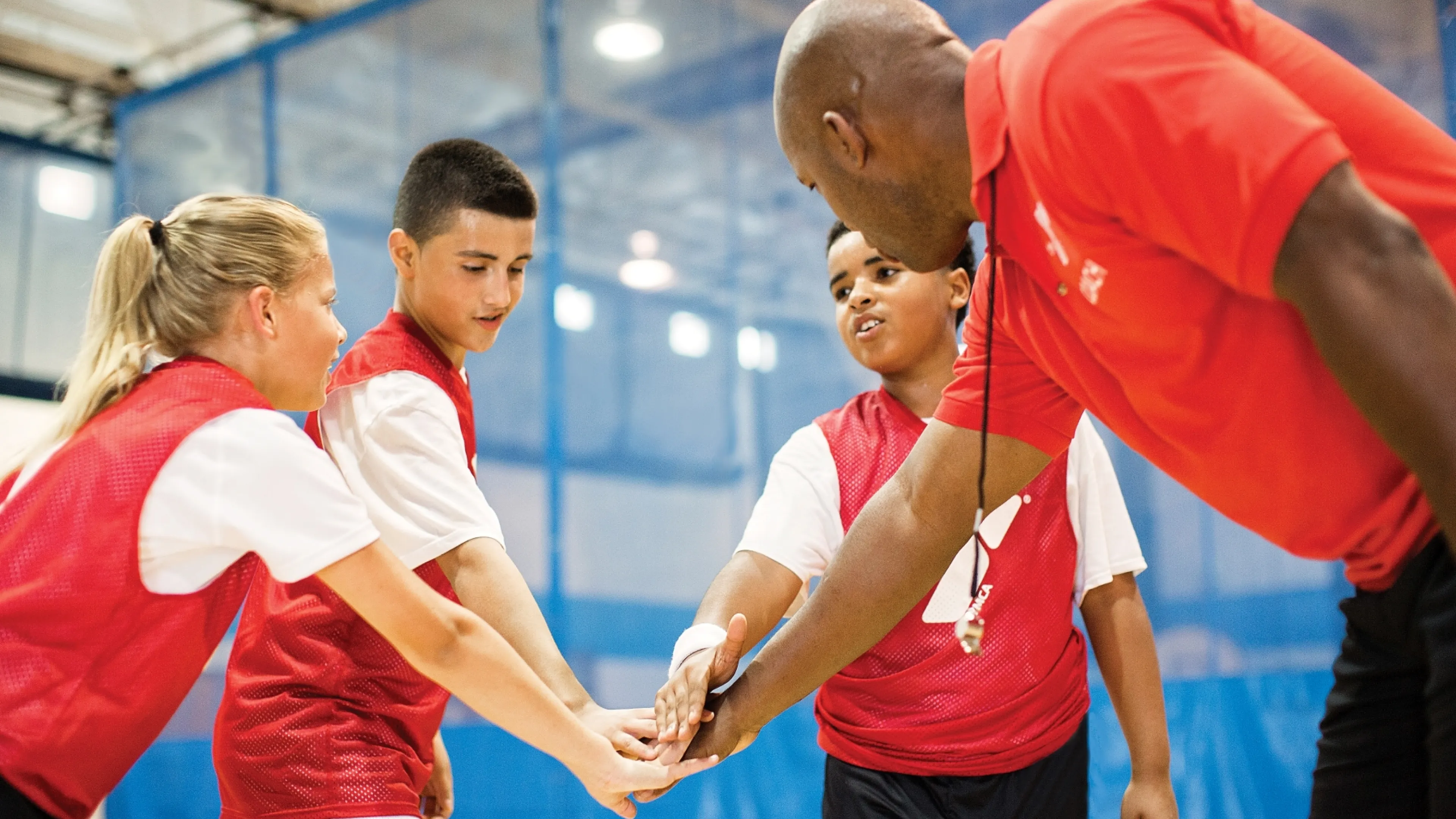 Basketball team and coach