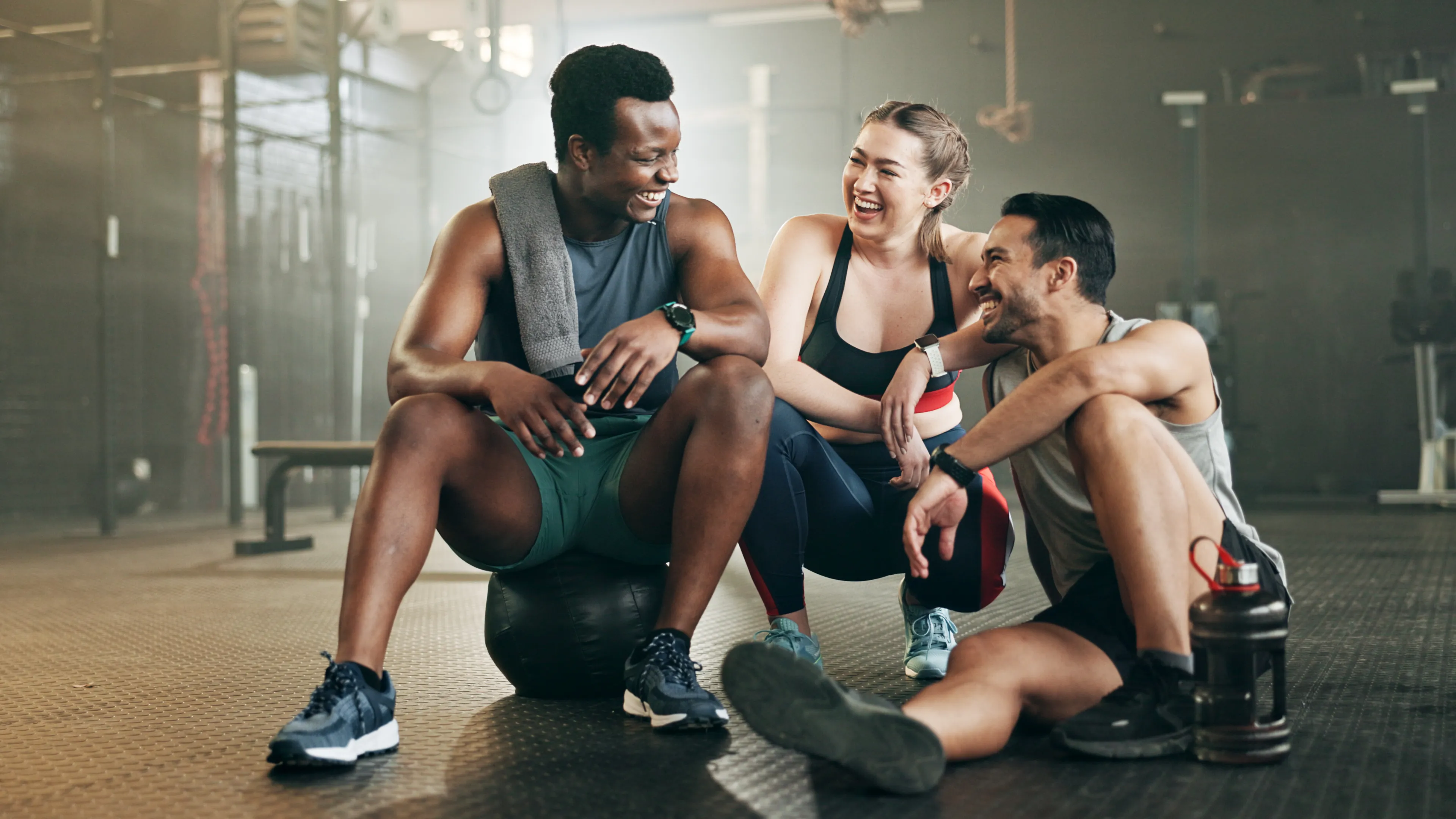 Young friends working out