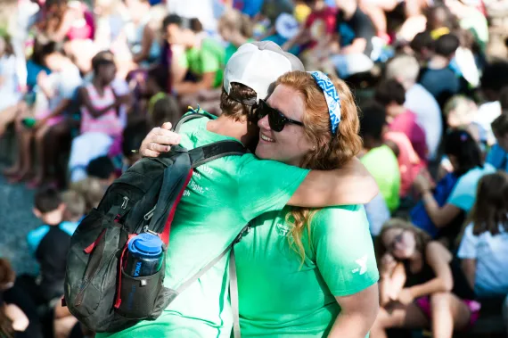 Camp Hanes counselors hugging