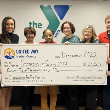 Statesville YMCA leadership team presented with $25,000 check from United Way Iredell County