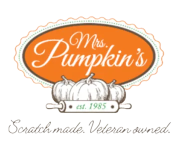 Mrs. Pumpkin's logo with pumpkin and rolling pin since 1985