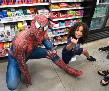 Spiderman and a child