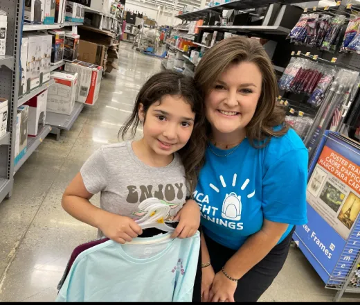 Woman and child shopping