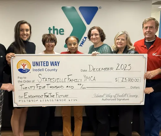 Statesville YMCA leadership team presented with $25,000 check from United Way Iredell County