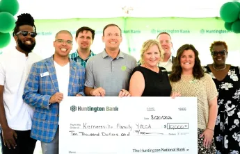 Huntington Bank check presentation to Kernersville YMCA